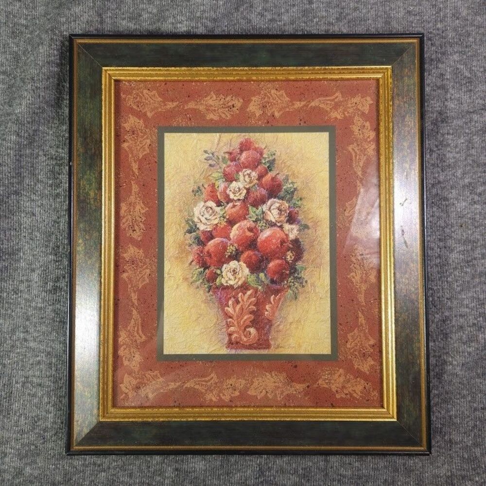 Vintage Home Interior Homco Joan Cole Apple Rose Framed Print 2004